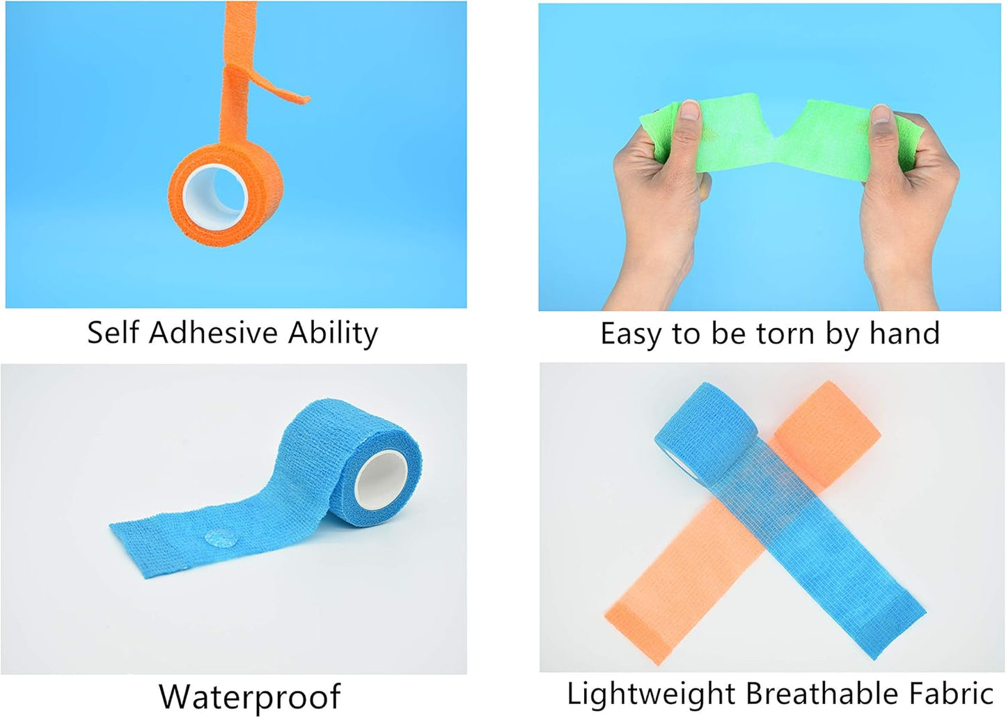 15 Pack Cohesive Wrap 2 Inches x 5 Yards Self Adherent Vet Tape for Pets, Elastic Self Adhesive Bandage Wrap for Sports, Finger, Wrist, Ankle (15 Colors)