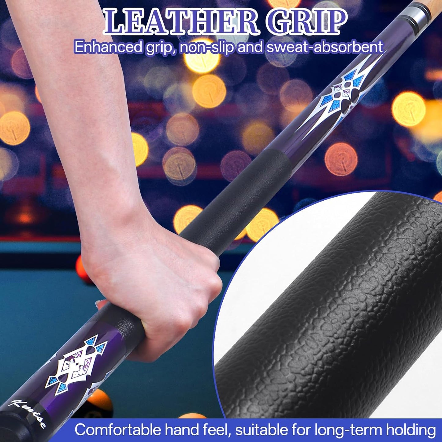 Kmise Pool Cue Stick Set - 58 Inch Pool Cues, 18~21Oz Canadian Maple Professional Billiard Cues Sticks, Pool Sticks for Adults, Multiple Colors, Pool Stick for Bar House Pool Tables Sports