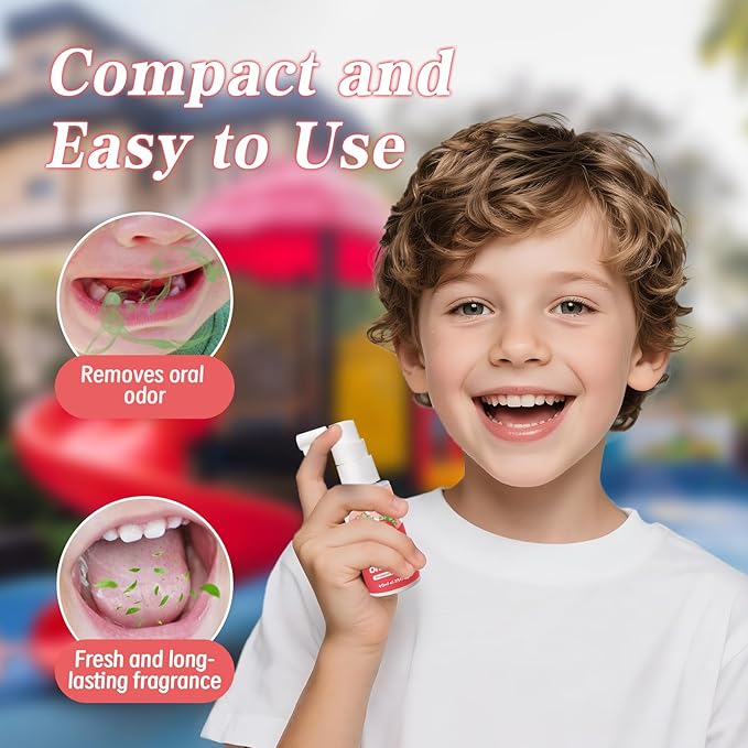 Kids Oral Spray - Probiotic Fruit Flavored Toothpaste Helper for Toddlers, Daily Fresh Breath, Gentle Oral Care Spray for Children (2Pack, Strawberry)