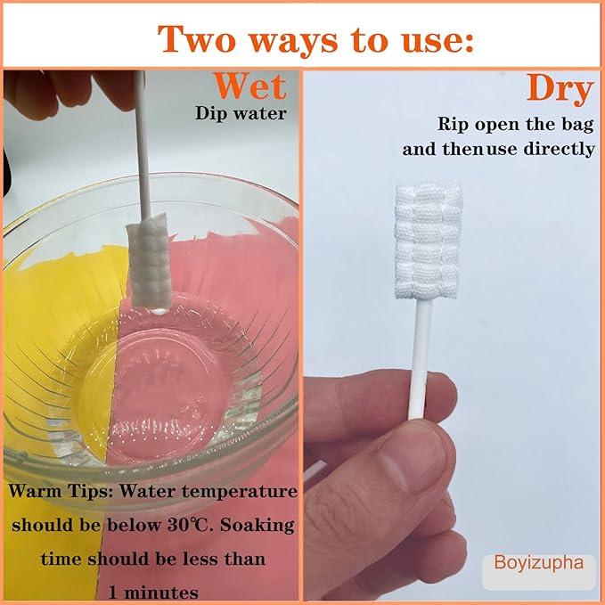 100 Pcs Baby Disposable Gauze Toothbrush,Baby Tongue Cleaner Newborn,Infant Mouth Oral Care Cleaning Swabs for 0-36 Month