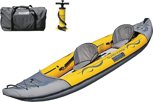 Advanced Elements - Island Voyage 2 Inflatable Kayak - Recreational Convertible Kayak - for 1 or 2 Person - 11 ft - Yellow