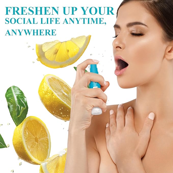 Oral Spray for Adults, Mouth Freshening Spray, Portable Peppermint Oral Freshener, Alcohol & Fluoride-Free Oral Care Mouth Spray, Travel, Dates, Office, Dry & Bad Breath,0.5fl.oz (Purple/Blue)