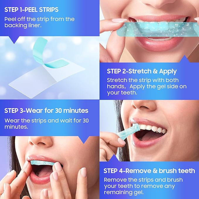 Teeth Whitening Strips 56 Strips - 28 Treatments,Peroxide & Sensitivity Free,Enamel Safe with Soothing Natural Ingredients for Deep Stains Removal