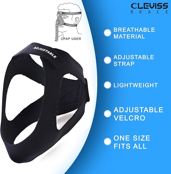 Adjustable Anti Snoring Chin Strap for CPAP Users - Breathable Snore Stopping Device Face Mask Bandage Keeping Mouth Closed - Chin Strap for Snoring for Men and Women (White)