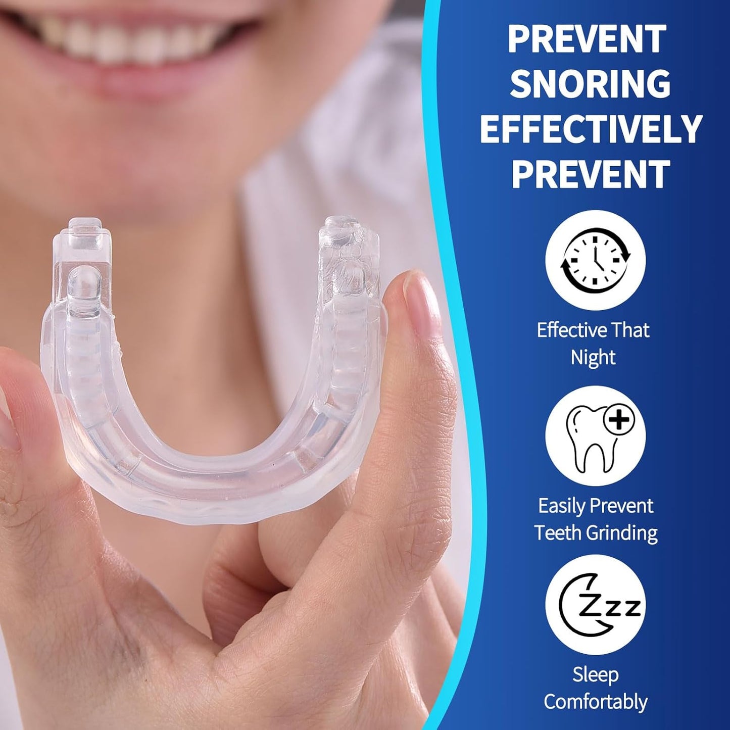 Anti-Snore Device-Reduce Snoring Aid for Men and Women Adjustable jaw advancement Device, Anti-snoring Mouthpiece Device mouthguard, Comfortable and Reusable snoring mouthguard
