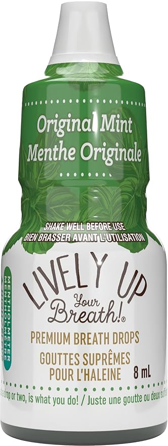 Lively Up Your Breath Premium Breath Freshener Liquid Drops with Organic Ingredients - Original Mint 3 Pack