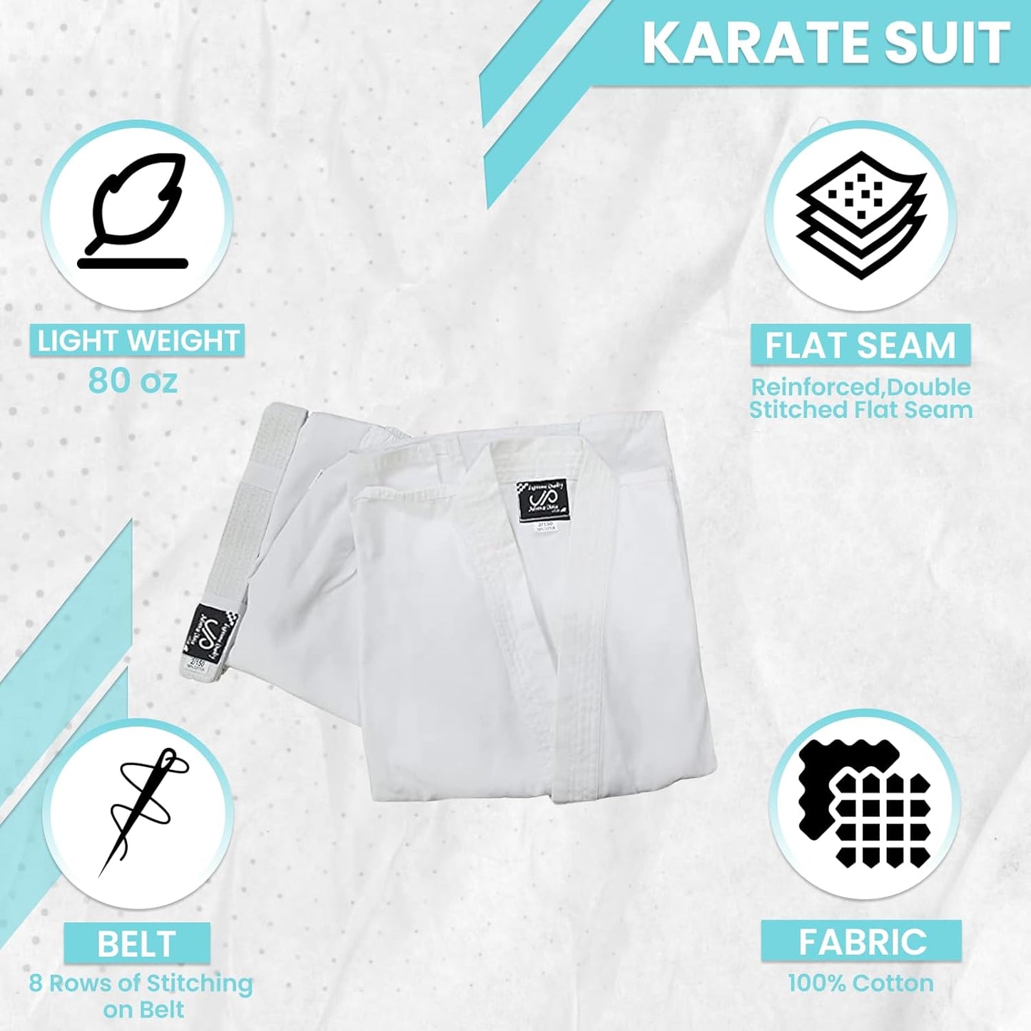 JP White Karate Uniform for Kids & Adults Lightweight Student Karate Gi Martial Arts Uniform with Belt