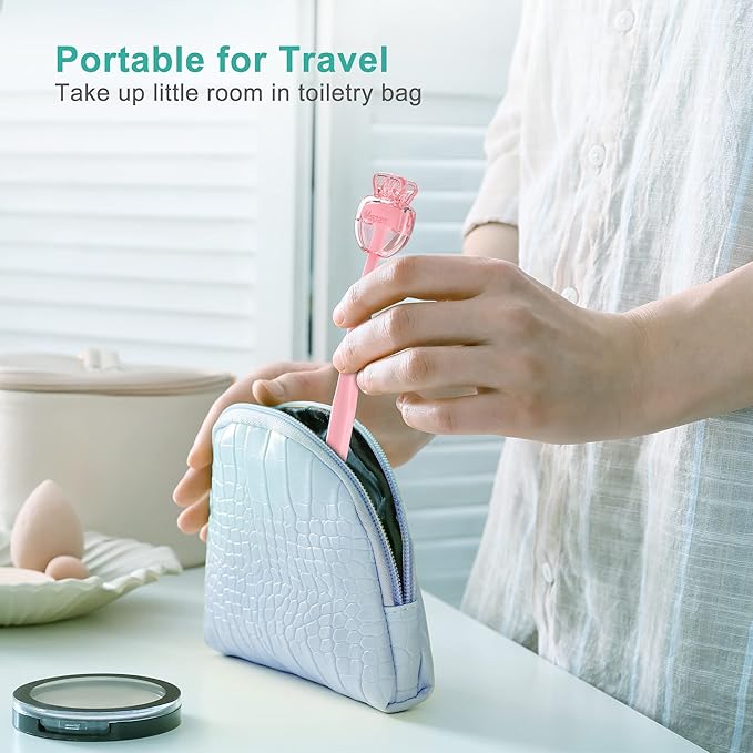 Mspan Tongue Scraper Cleaner Brush: Tongue Care Cleaning Scrubber with Plastic Travel Case Cover for Adults kids - Clean Oral Bad Breath Pink White 2 Pack