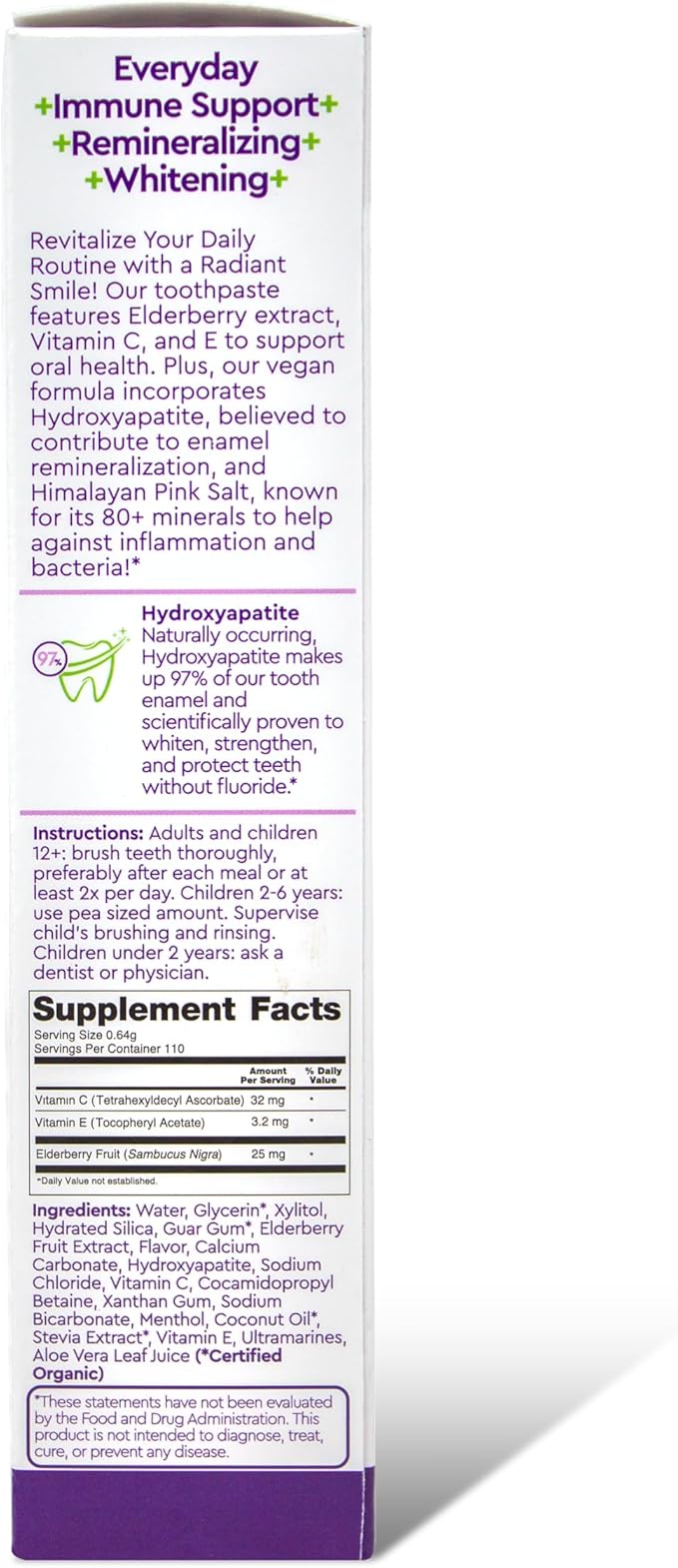 RADIUS ImmuniMinty Immune Support Toothpaste 2.5 Oz - Elderberry Mint - Pack of 3