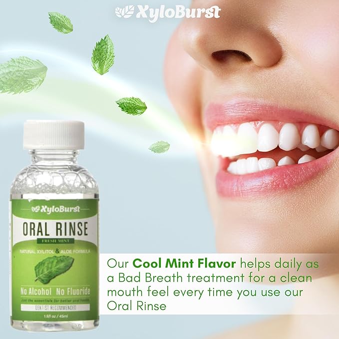 Xyloburst Oral Rinse Mouthwash - Natural Xylitol Mouthwash | Fluoride Free Mouth Wash | Alcohol Free | Fresh Mint Mouth Rinse | SLS Free | Travel 10-Pack