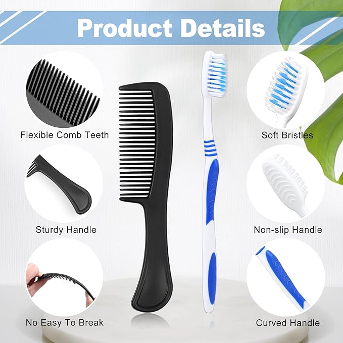 Pack of 25 Hygiene Kit, Hygiene Kit Bulk, Individually Packed, Travel Hygiene Kit with Toothbrush, Toothpaste, Comb, Shampoo, Soap and Floss Picks, Home, Suitable for Hotel, Camping, Travel