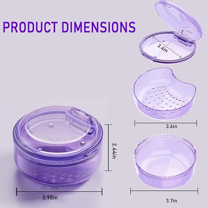 2 in 1 Retainer Case Retainer Bath Case for Cleaning and Store Retainer Mouth Guard Aligner Night Guard Partial Denture, All-in-one Retainer Bath and portable storage case
