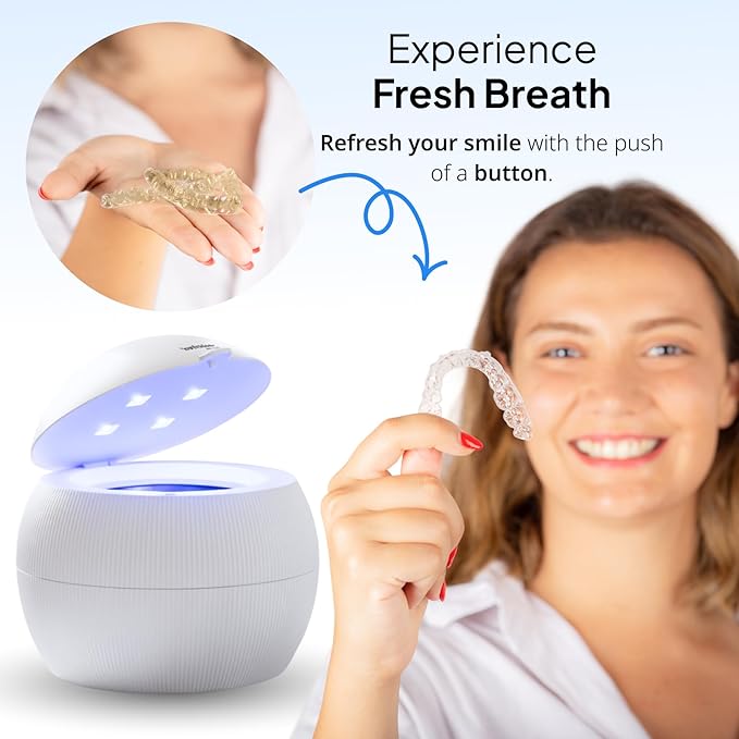 Swissklip ShinePod Ultrasonic Dental Cleaning Pod | Ultrasonic Retainer Cleaner Machine | Mouth Guard Cleaner| Night Guard Cleaner| Aligner Cleaner | Denture Cleaner - White