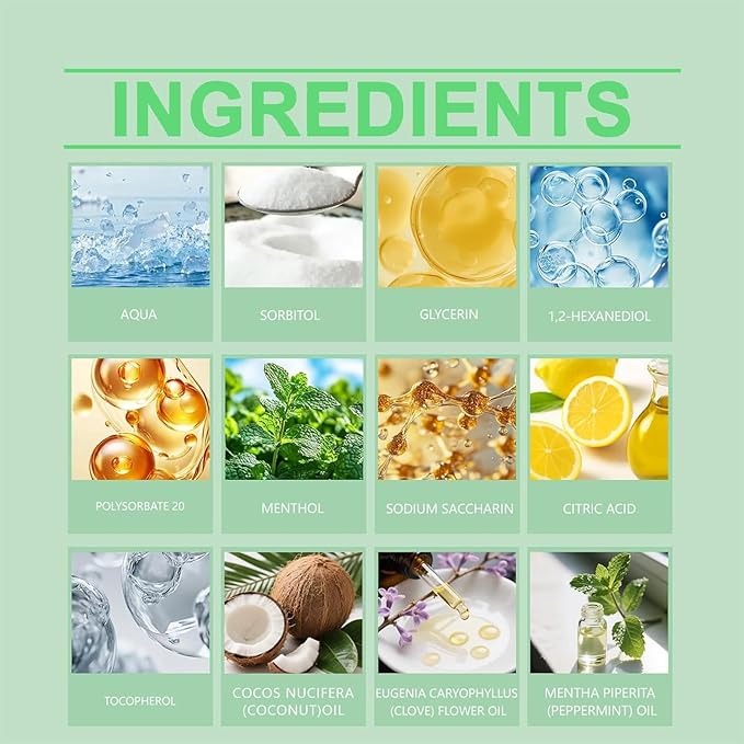 Spearmint Oil Pulling Rinse - Cold-Pressed Coconut Oil mouthwash - Pressed Coconut Mouthwash for Teeth Whitening-for Teeth and Gums, Pure Mouthwash Mint Freshness (1pc)