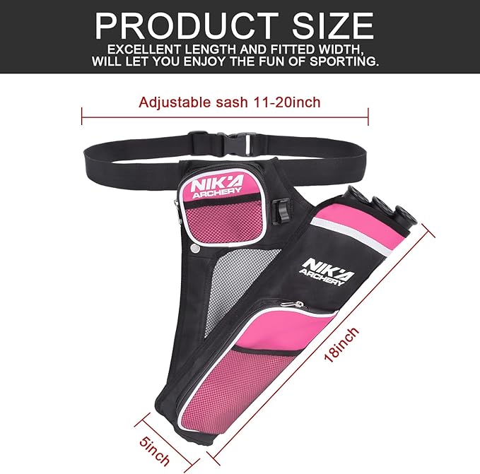 Archery Arrow Quiver Holder, 3-Tubes Hip Quiver Arrow Bag with Adjustable Belt for Youth & Adults Arrows Hunting Target Practicing