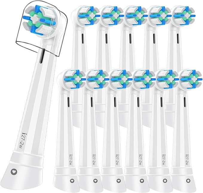 12PCS Replacement Toothbrush Heads Compatible with Oral B iO Series 2/3/4/5/6/7/8/9/10 Electric Toothbrush,Round Brush Heads for Gentle Gum Care & Deep Cleaning,White
