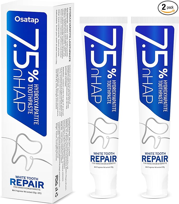 7.5% Hydroxyapatite Toothpaste – Fluoride-Free Whitening & Enamel Support, Gentle Nano Formula for Sensitive Teeth, Fresh Mint, Natural Daily Care