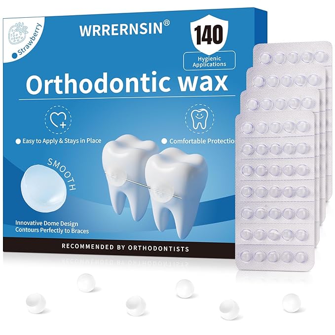 Braces Wax Dots Orthodontic Wax for Braces 140 Individually Wrapped Dental Kit for Wires Strawberry
