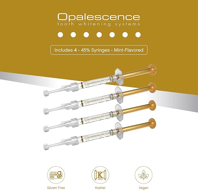 Opalescence 45% Syringes Teeth Whitening Gel - with PF - (12 Syringes) Refill Kit Carbamide Peroxide. Made by Ultradent, in Mint Flavor. Tooth Whitening 5359-6