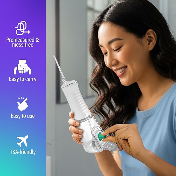 GuruNanda Aqua Pods Pre-Measured Concentrated Mouthwash for GuruNanda Water Flosser 4.0, Fluoride & Alcohol-Free, Wild Mint Flavor, Travel-Friendly, 60 Count