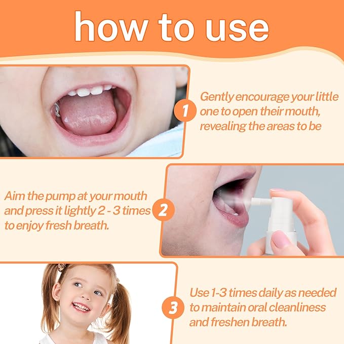 PEGO Kids Oral Spray - Fresh Breath for Children & Toddlers, Fruit-Flavored Oral Care Spray, Easy to Use, Perfect for Home & Travel for Baby's Daily Oral Care (1Pack, Orange)