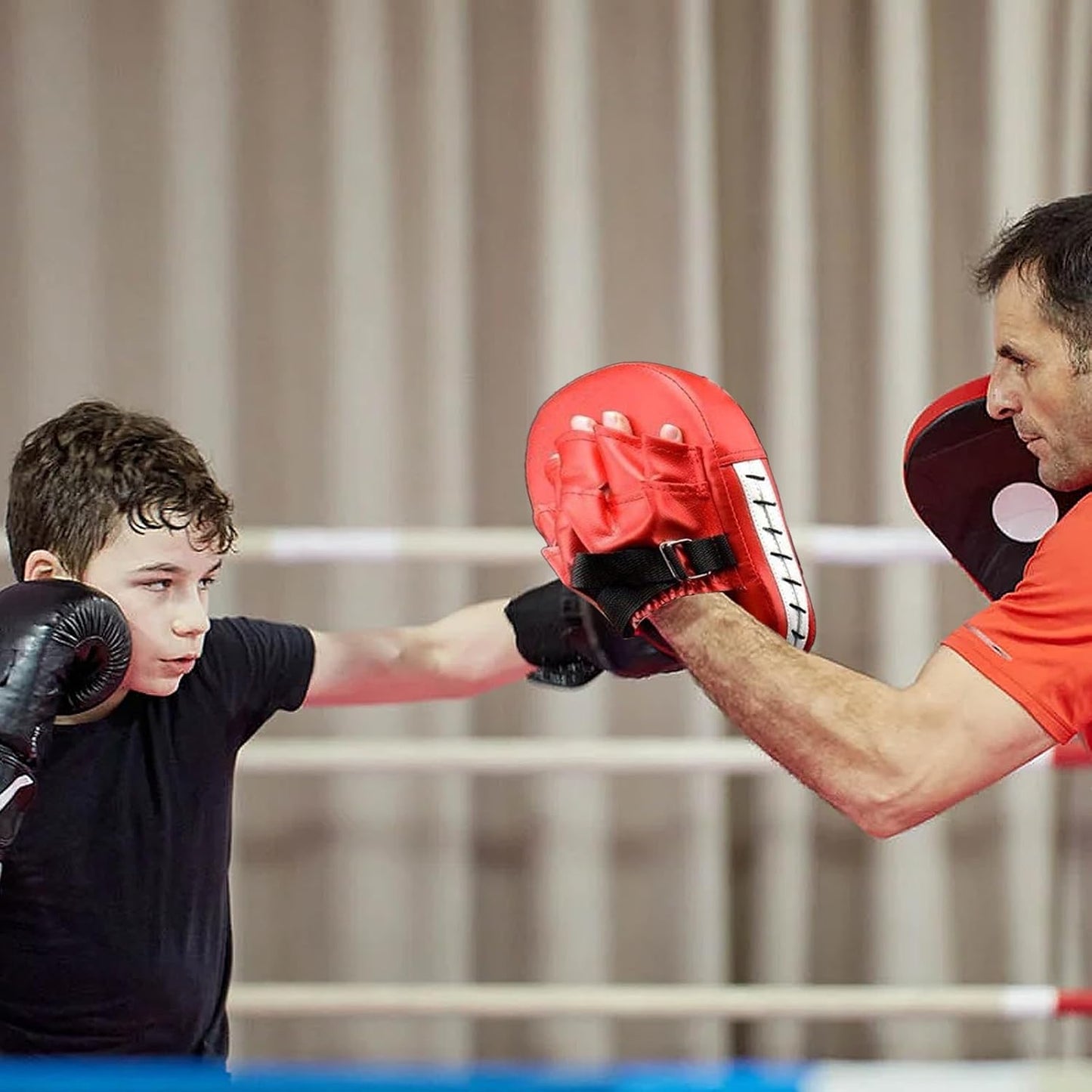 2-in-1 Punching Mitts Kick Pack Set, Boxing Mitts Focus Pads, Taewondo Kick Pad, Curved Boxing Gloves Adjustable Strike Shield, Martial Arts Training Equipment for Kickboxing, Karate, Muay Thai, MMA