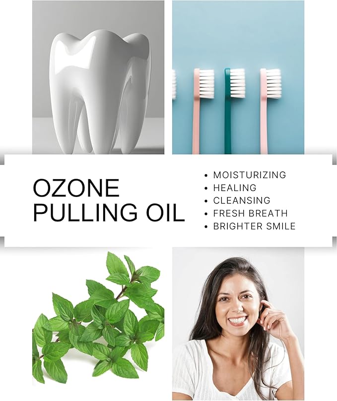 Ozone Pulling Oil, 8 oz, Ozonized Coconut Oil, Peppermint, Moisturizing, Soothing, Natural, Healing, O3 Oils