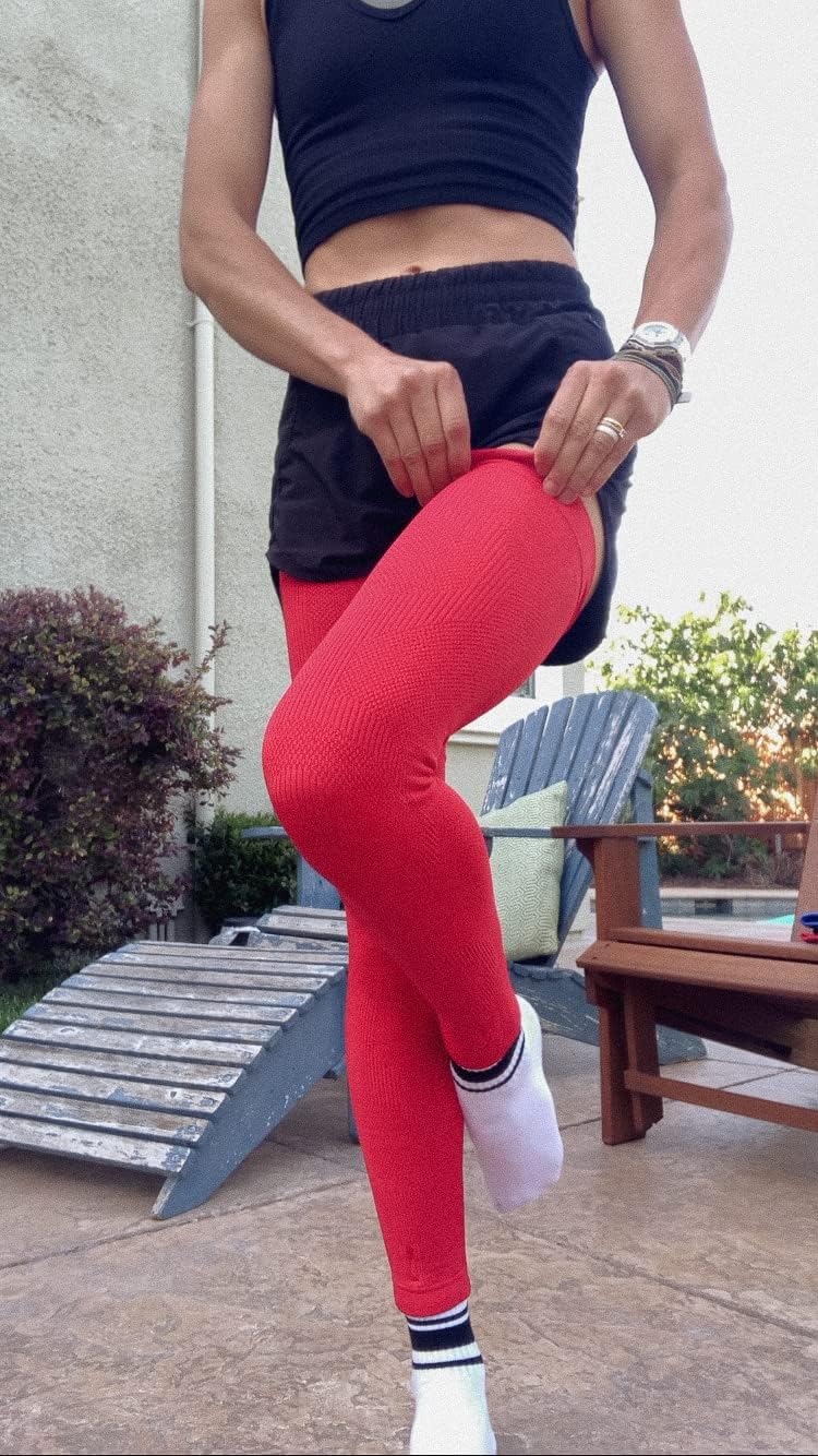 Incrediwear Leg Sleeve 2pk – Full Length Long Leg Sleeve for Leg Pain Relief & Muscle Recovery, Helps Reduce Swelling & Inflammation, Promotes Circulation, Leg Sleeves for Men & Women (Red, X-Large)