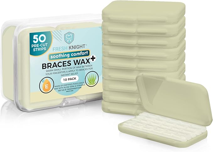 Fresh Knight Braces Wax. Dental Wax for Braces & Aligners - Premium Orthodontic Strips Food Grade (Aloe Green)