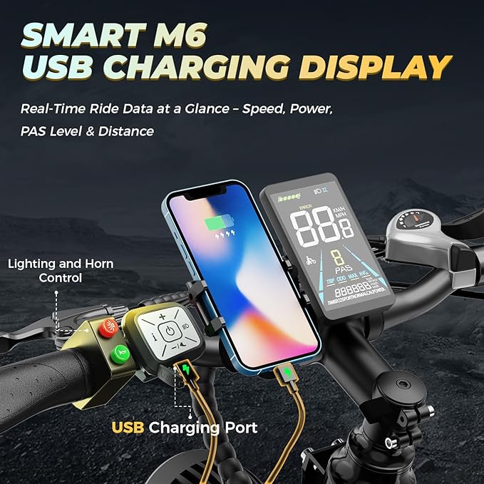 M1 Pro Electric Bike, 1800W Peak Motor Electric Bike for Adults, 48V 17.5Ah, 26'' x 4.0'' Fat Tire Electric Mountain Bike, Ebike with 85 Miles, 36MPH, 7 Speed 110Nm and Dual Suspension