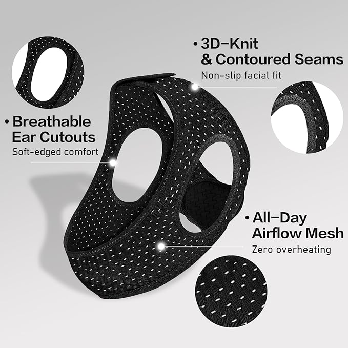 2 Pack Anti Snore Chin Strap for Sleeping, Mouth Jaw Tape Snoring Stopper Sleep Devices CPAP Users Breathing Head Mouthpiece Solution Keep Closed Advancement Reducing Aids Machine Men Women