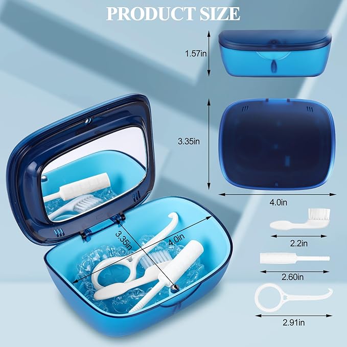 Double Layer Retainer Case,Aligner Case With Mirror, Retainer Holder With Remover Tool And Cleaning Brush With Vent Holes Compatible With Aligner Case, Retainer Case,Orthodontic Supplies Case