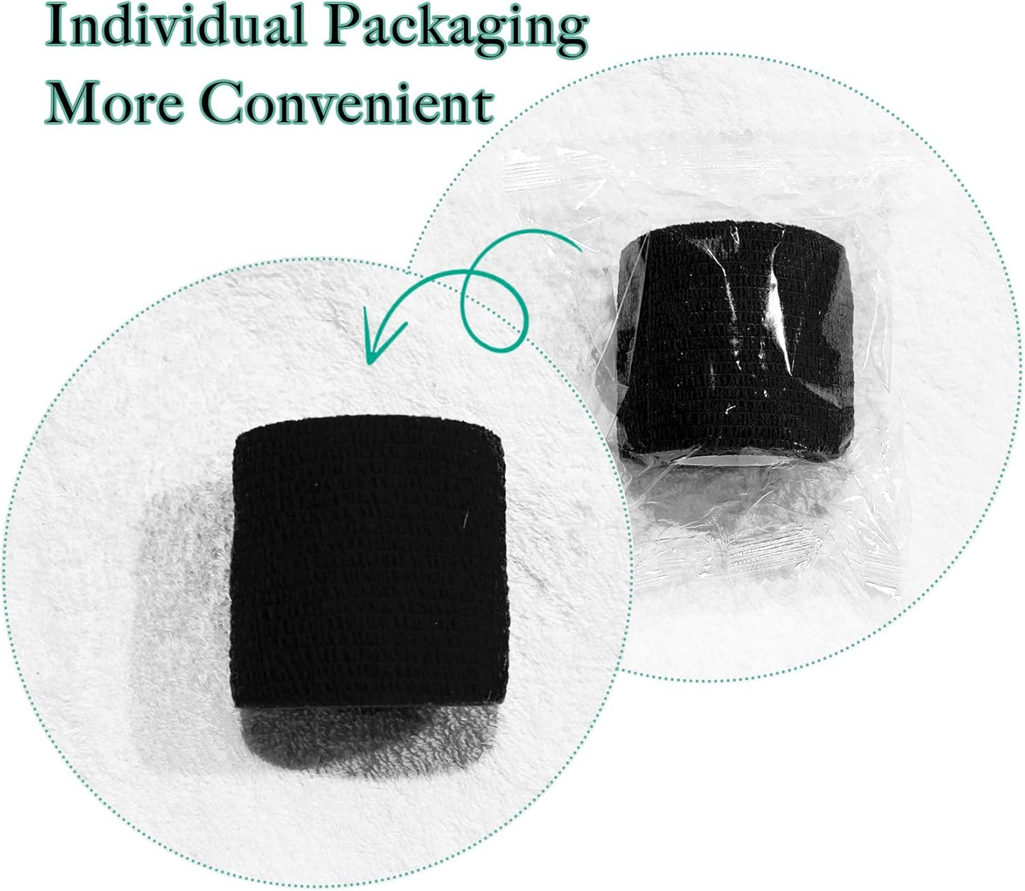 48 Rolls Self Adhesive Bandage Wrap 2 inch Cohesive Bandage Wrap Stretch Bandages Wraps Tape Black Elastic Self-Adherent Tape for Wrist Ankle Sports Swelling Sprains