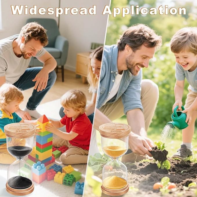 1 Minute Sand Timer, Wooden Sand Hourglass, Small Blue Hourglass, Sandglass Clock 1 Min for Classroom,Game,Decorative (Black)