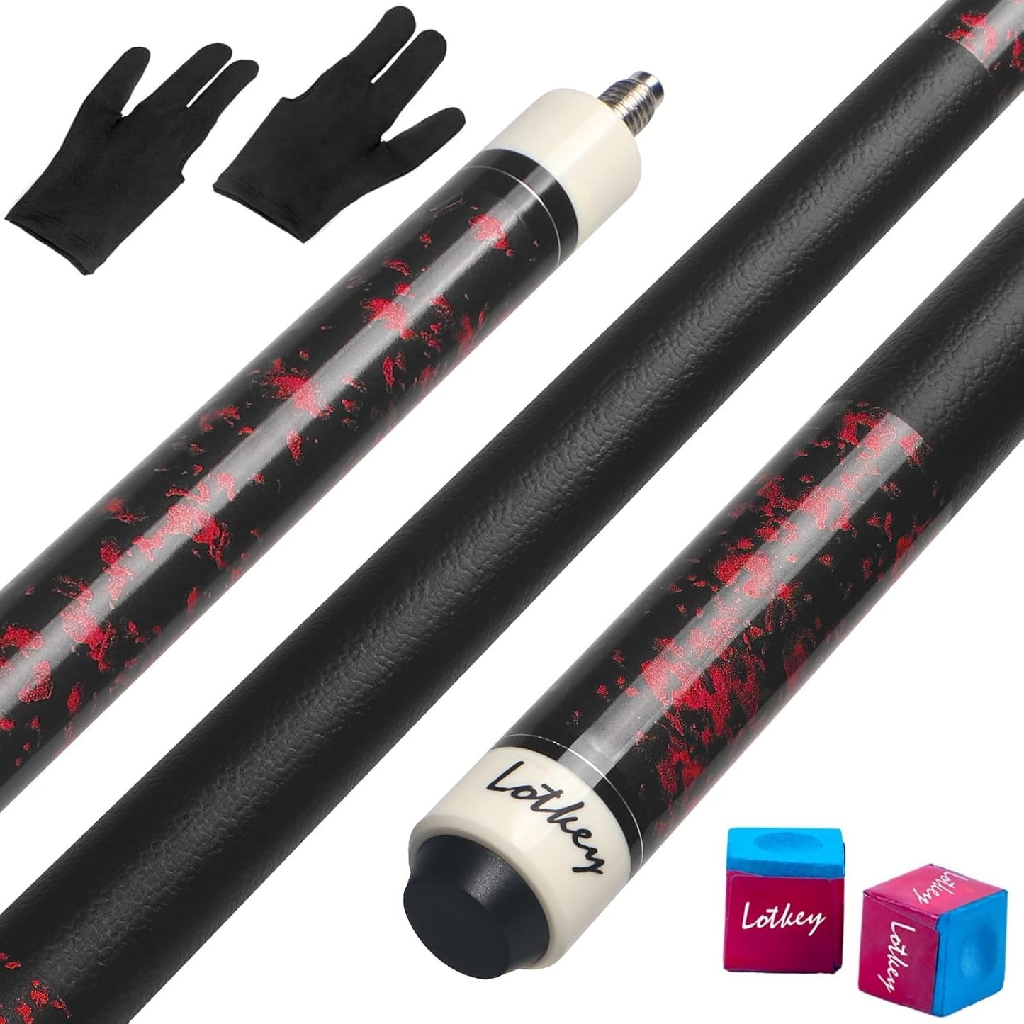 LOTKEY Pool Cue Set of 4-58 Inch 18~21 oz Canadian Maple Professional Billiard Cue Sticks, Pool Cue Stick with Extra 2 Pool Chalks, Pool Sticks for Adults, Durable, for Billiard Players