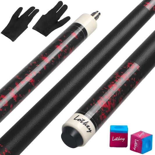 LOTKEY Pool Cue Set of 4-58 Inch 18~21 oz Canadian Maple Professional Billiard Cue Sticks, Pool Cue Stick with Extra 2 Pool Chalks, Pool Sticks for Adults, Durable, for Billiard Players