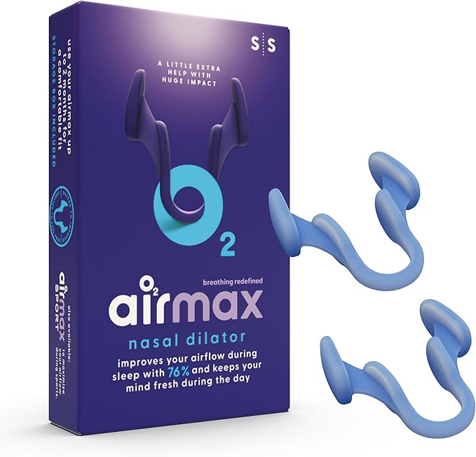 AIRMAX Nasal dilators for Sleeping - 76% More Airflow - Anti Snore Device - Breathe Freely Through The Nose - Sinus Relief, Sleep aid and snoring Solution - 2X Small Blue - 6 Month Relief