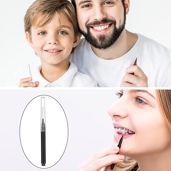 Patelai 50 Pieces Interdental Brush for Cleaner Braces Brush Toothpick Dental Tooth Flossing Head Oral Dental Hygiene Flosser Toothpick Cleaners Tooth Cleaning Tool(Black, White)