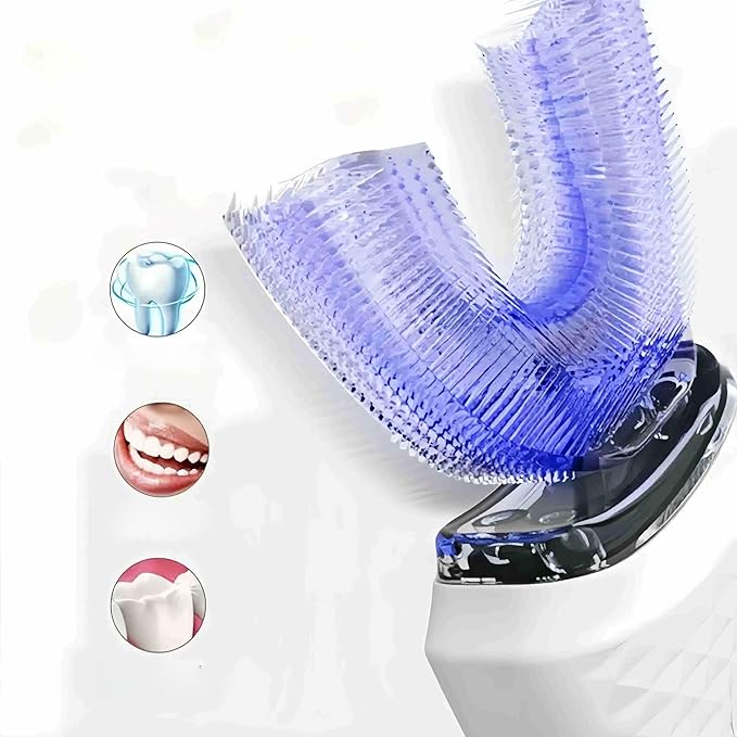 Scandinavian Smiles Brush 360° U-Shape Electric Toothbrush for Adults, IPX7 Waterproof,Oral Cleaning,Hands-Free Auto-Cleaning (Blue)