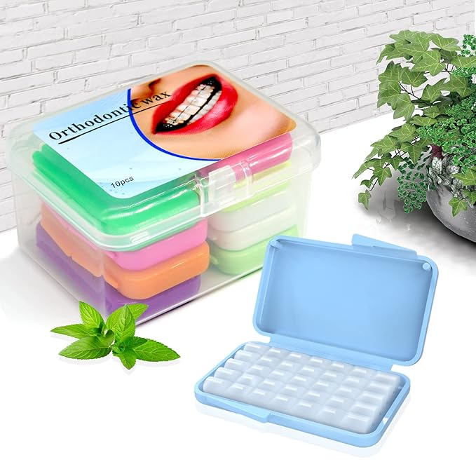 (10 Pack) Braces Wax-Dental Wax for Braces & Aligners,50 Premium Orthodontic Wax Strips-White