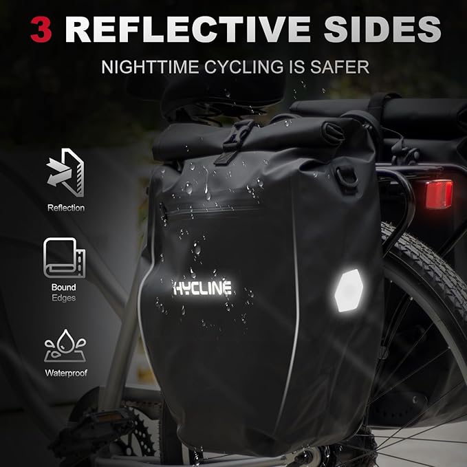 Hycline Waterproof Bike Panniers Bag: Bicycle Rear Rack Bags 28L Large Capacity with Dual Carrying Handle and Shoulder Strap for Commuting Cycling Traveling Touring Shopping - 1PC