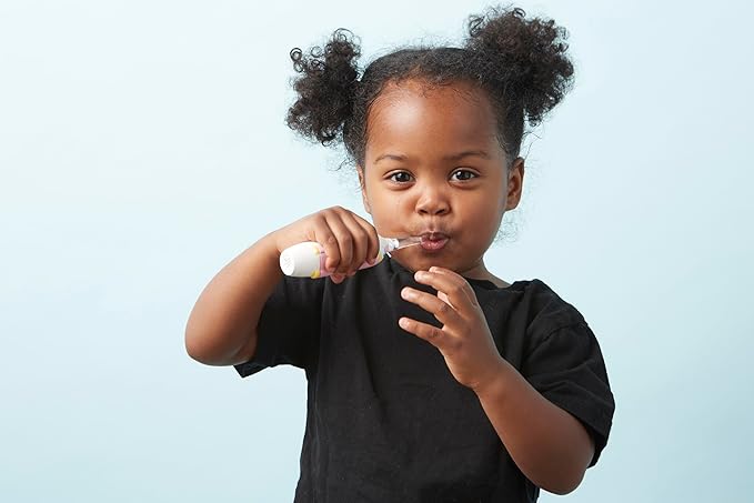 SuperMouth Turbo Twins Sonic Toothbrush – Battery-Powered, Soft Bristles, Flashlight to See Kids’ Mouth, Gently Cleans & Polishes Teeth for Ages 3-6 Years, Augmented Reality Sticker to Teach Brushing