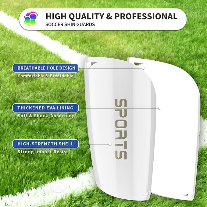 Kids Youth Soccer Shin Guards with Sleeves, Slip in Shinguards Soccer Shin Pads for 3-15 Years Old Boys Girls Child Teens