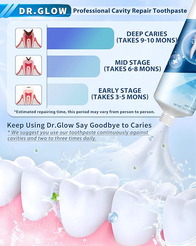 Adult Cavity Repair Toothpaste, Cavity Reversing Hydroxyapatite Toothpaste, Cavity Filler for Tooth Remineralization, Tooth Decay Treatment Repair, Enamel Repair Cavity Remover, 3.52oz X 2