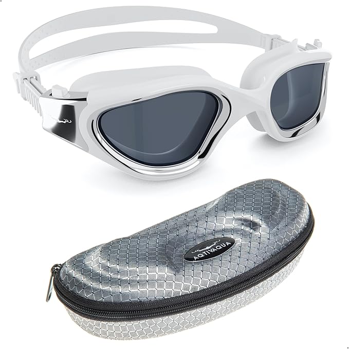 AqtivAqua Swimming Goggles, DX Wide View Swim Goggles for Adult Men Women, Anti Fog No Leaking