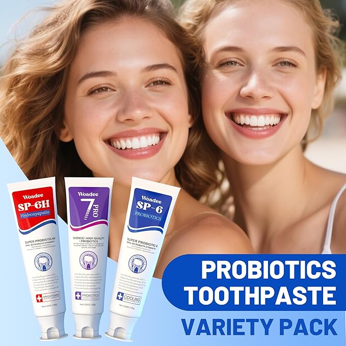 SP-6 Hydroxyapatite Toothpaste Set, 6 Probiotics for Whitening & Cooling Fresh Breath, 7- Pro Intense Whitening, Fluoride-Free, Safe for Enamel, Deep Brigthtening & Freshness (3 Tubes)