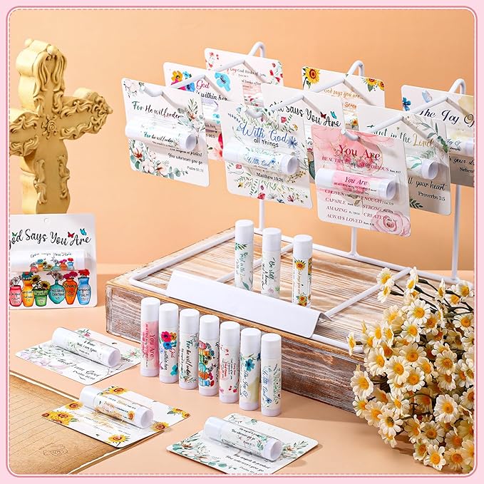 10 Pack Christian Religious Gifts Bulk Bible Verse Lip Balms 5 Flavor for Women Men Christian Religious Church Party Favors with Scripture Inspirational Gifts for Coworkers Staff