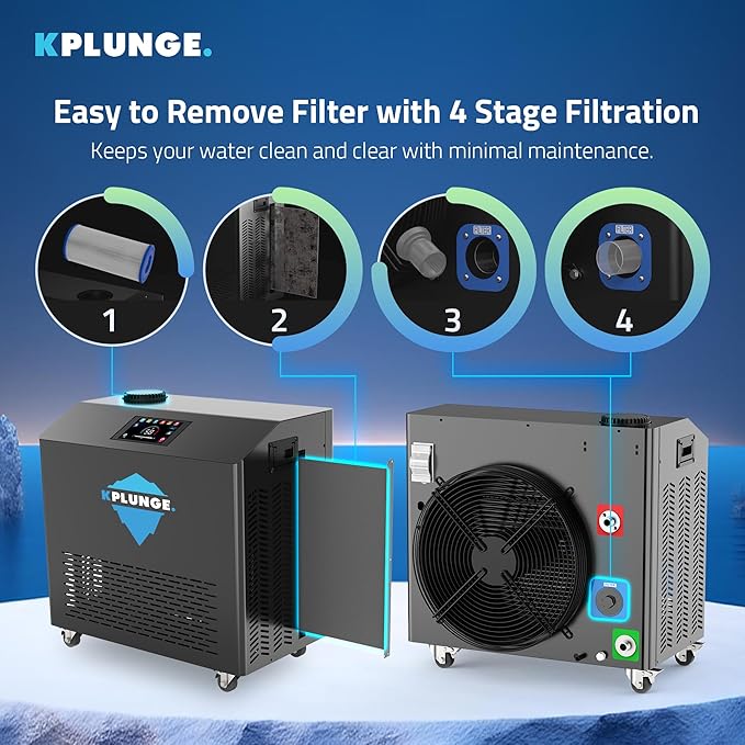 All-In-One Cold Plunge Chiller for Ice Bath | Gale Series 3/4 HP Water Chiller and Heater with WiFi, App and Touch Control, Ozone, Water Filter, Chiller for Indoor/Outdoor Use - Black