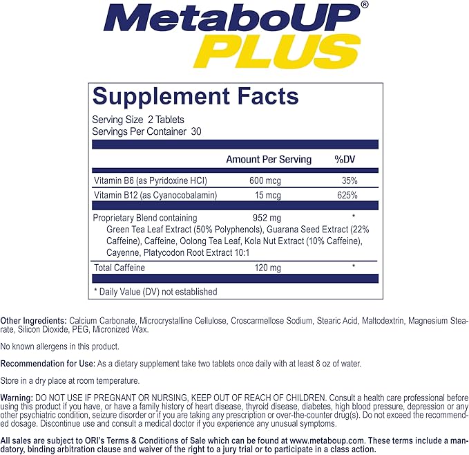 Lipozene Weight Loss Combo of one Mega Bottle 120 Count and one Bottle of MetaboUP Thermogenic Supplement 60 Count in Total - Boost Metabolism, Increase Energy, and Control Your Appetite