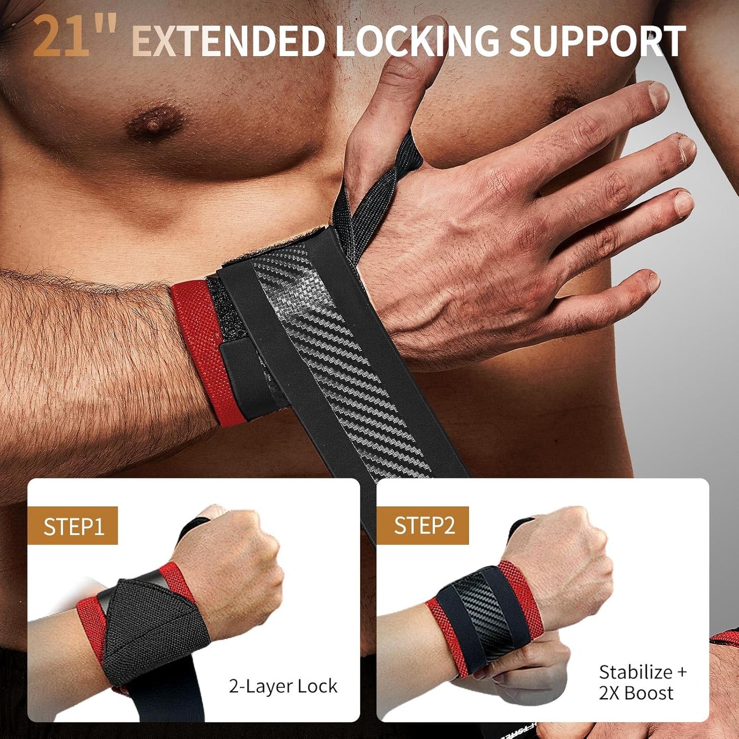 Jaffick Double-Layer Reinforced Wrist Wraps for Weightlifting - Men & Women, Thumb Loop Design for Powerlifting, Crossfit, Bodybuilding, Deadlifting - Fits Both Hands